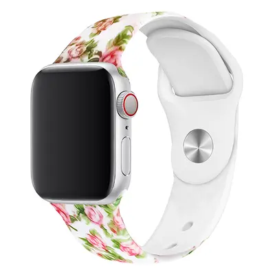 Řemínek s potiskem pro Apple Watch - Růžový sad Barva: Bílá, Velikost: 42/44/45/49mm, Obvod zápě