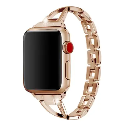 Stylový řemínek s kamínky pro Apple Watch - Rose Gold Barva: Pink Gold, Velikost: 38/40/41mm