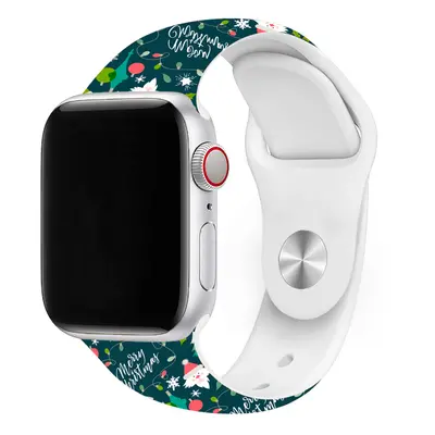 Vánoční řemínek s potiskem pro Apple Watch - Merry Christmas Barva: Khaki, Velikost: 38/40/41mm