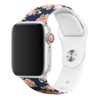 Řemínek s potiskem pro Apple Watch - S růžemi Barva: Černá, Velikost: 38/40/41mm, Obvod zápěstí: