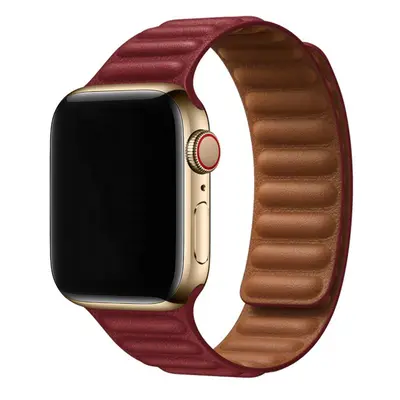 Kožený řemínek s magnetem pro Apple Watch - Vínově červený Barva: Červená, Velikost: 42/44/45/49