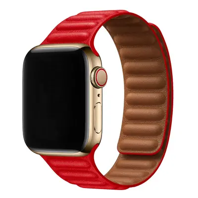 Kožený řemínek s magnetem pro Apple Watch - Červený Barva: Červená, Velikost: 42/44/45/49mm