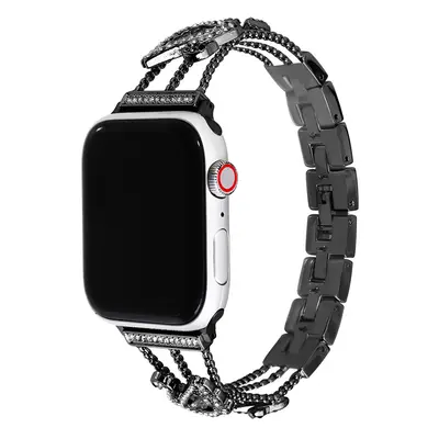 Stylový řemínek s kamínky a labutí pro Apple Watch - Černý Barva: Černá, Velikost: 38/40/41mm