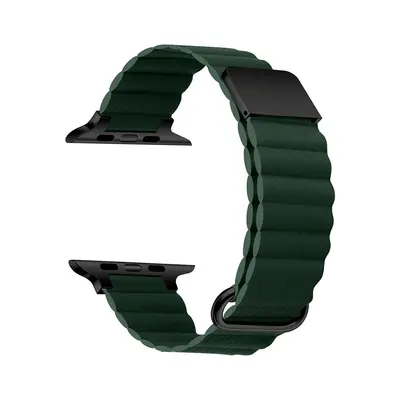 Stylový kožený řemínek s magnetem pro Apple Watch - Khaki Barva: Khaki, Velikost: 42/44/45/49mm