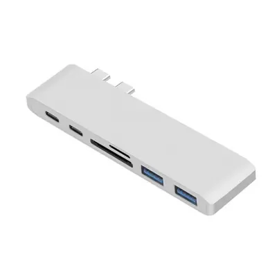 USB Hub pro Apple MacBook 6v1 - Stříbrný