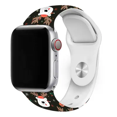 Vánoční řemínek s potiskem pro Apple Watch - Rudolf Barva: Černá, Velikost: 42/44/45/49mm, Obvo