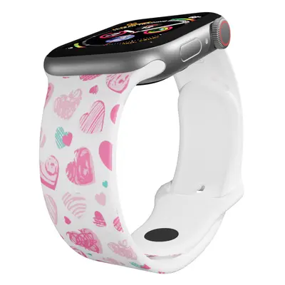 Apple watch řemínek Růžová a modrá srdíčka Barva: Bílá, Rozměr: 38/40/41mm