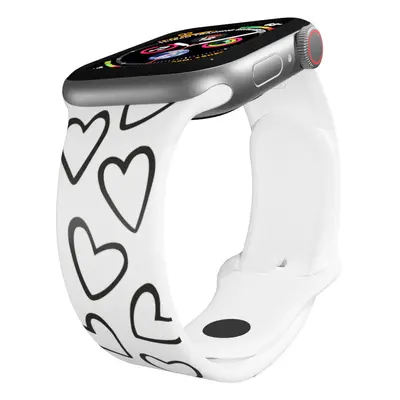 Apple watch řemínek Srdce černobílá Rozměr: 42/44/45/49mm, barva pásku: bílá