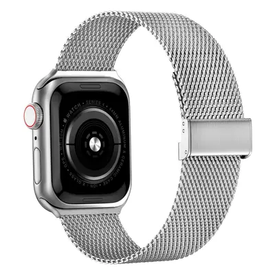 Milánský tah s přezkou pro Apple Watch 42/44/45/46/49mm Barevná varianta: Stříbrná