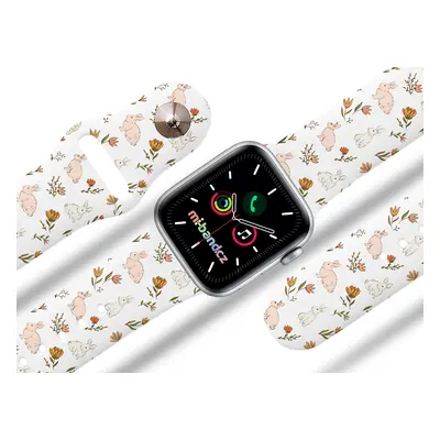 Apple watch řemínek Zajíci s kytkama Rozměr: 42/44/45/49mm