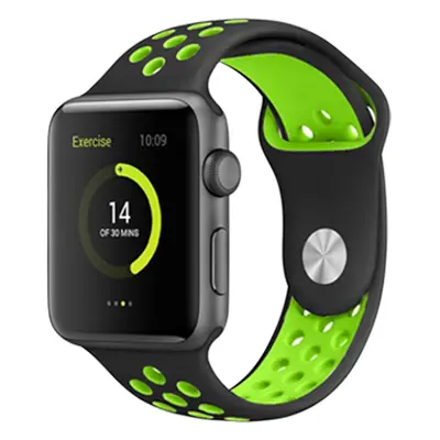 Perforovaný řemínek pro Apple Watch 42/44/45/46/49mm Barevná varianta: Černo-Zelený