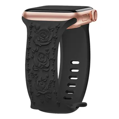 Řemínek gravírované růže pro Apple Watch 42/44/45/46/49mm Barva: Černá