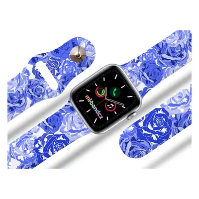 Apple watch řemínek Modré květiny Rozměr: 42/44/45/49mm