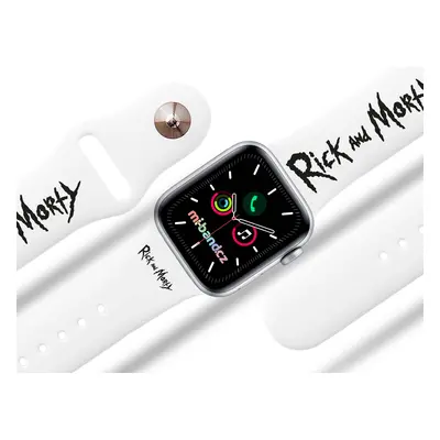 Apple watch řemínek Rick and Morty - Logo Rozměr: 42/44/45/49mm, barva pásku: bílá