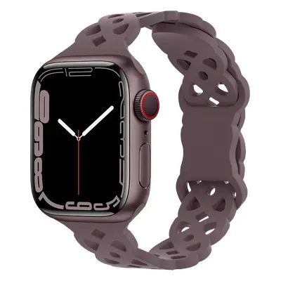 Silikonový úzký perforovaný řemínek pro Apple Watch 42/44/45/46/49mm Barevná varianta: Švestkový