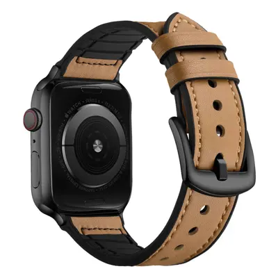 Koženo-silikonový řemínek pro Apple Watch 42/44/45/46/49mm Barva: Světle hnědá