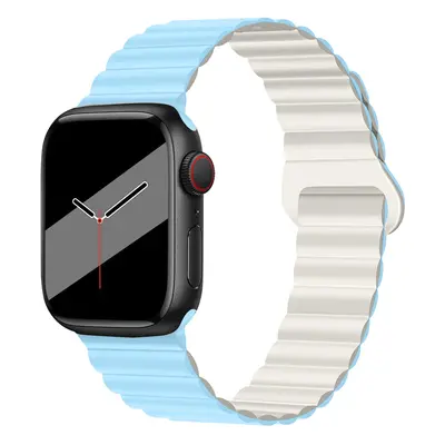 Silikonový magnetický řemínek pro Apple Watch 42/44/45/46/49mm Barva: Modro-Bílá