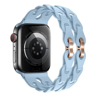 Silikonový řetízkový řemínek pro Apple Watch 38/40/41mm Barva náramku: Modro-Šedá