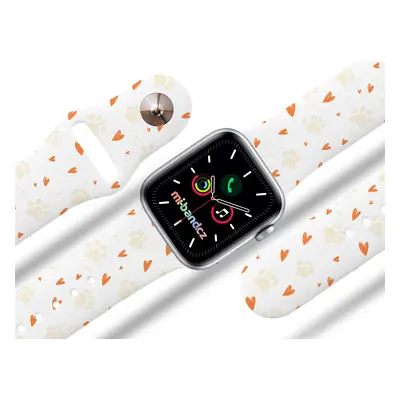 Apple watch řemínek Tlapičky se srdíčky Barva: Bílá, Rozměr: 38/40/41mm