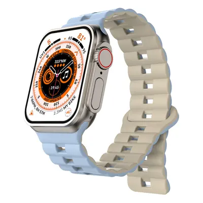 Magnetický silikonový řemínek pro Apple Watch 42/44/45/46/49mm Barva: Modro-béžový