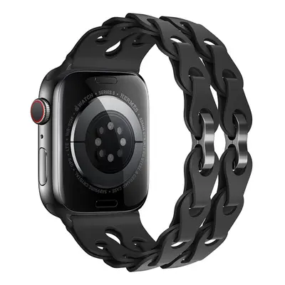 Silikonový řetízkový řemínek pro Apple Watch 38/40/41mm Barva náramku: Černá