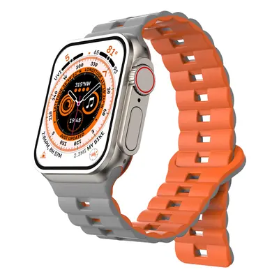 Magnetický silikonový řemínek pro Apple Watch 38/40/41mm Barva: Šedo-oranžový