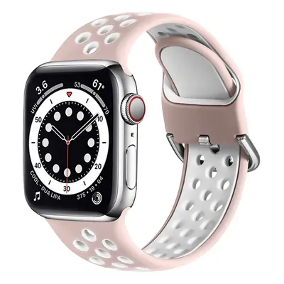 Dvoubarevný perforovaný řemínek s přezkou pro Apple Watch 42/44/45/46/49mm Barevná varianta: Růž