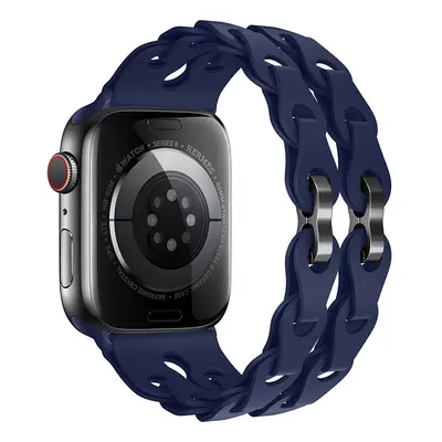 Silikonový řetízkový řemínek pro Apple Watch 42/44/45/46/49mm Barva náramku: Námořnická modrá