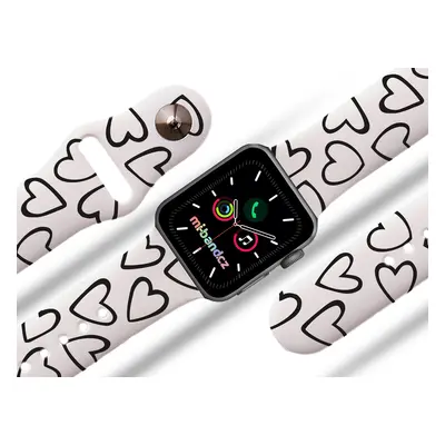 Apple watch řemínek Srdce černobílá Rozměr: 38/40/41mm, barva pásku: bílá