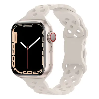 Silikonový úzký perforovaný řemínek pro Apple Watch 42/44/45/46/49mm Barevná varianta: Slonová K