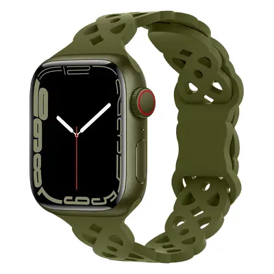 Silikonový úzký perforovaný řemínek pro Apple Watch 42/44/45/46/49mm Barevná varianta: Armádně z