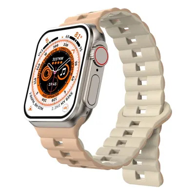 Magnetický silikonový řemínek pro Apple Watch 42/44/45/46/49mm Barva: Béžový