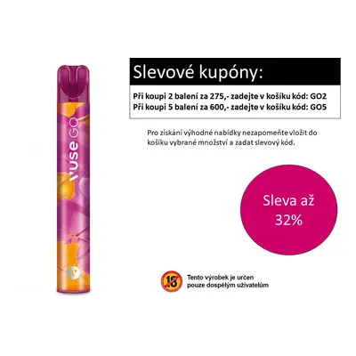 British American Tobacco Vuse GO 700 jednorázová e-cigareta Berry Orange Twist