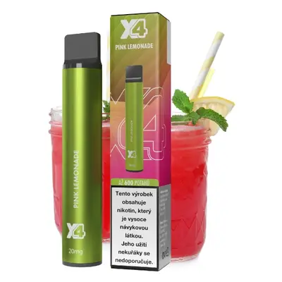 X4 Bar jednorázová e-cigareta Pink Lemonade (Růžová limonáda) Obsah nikotinu: 20 mg