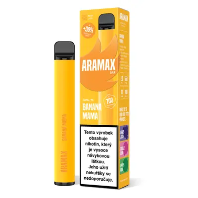 Aramax BAR 700 jednorázová e-cigareta Banana Mama (Banán) 20mg