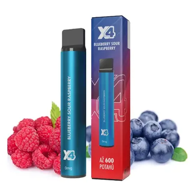 X4 Bar jednorázová e-cigareta Blueberry Sour Raspberry (Borůvka a malina) Obsah nikotinu: 0 mg