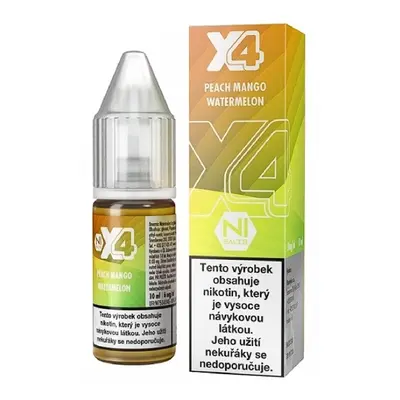 X4 Bar Juice Salt Peach Mango Watermelon (Broskev, mango a meloun) 10ml Obsah nikotinu: 10 mg