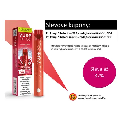 British American Tobacco Vuse GO 700 jednorázová e-cigareta Strawberry Ice