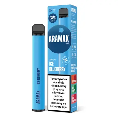 Aramax BAR 700 jednorázová e-cigareta Ice Blueberry (Ledová borůvka) 20mg