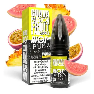 Riot Hybrid Salt Guava, Passionfruit & Pineapple (Guava, marakuja & ananas) 10ml Obsah nikotinu: