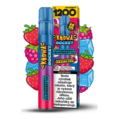 KURWA ROCKET jednorázová ecigareta - Strawberry Raspberry Ice (Chladivá jahoda a malina) 20mg