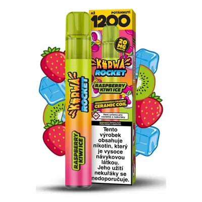 KURWA ROCKET jednorázová ecigareta - Raspberry Kiwi Ice (Chladivá malina, kiwi) 20mg