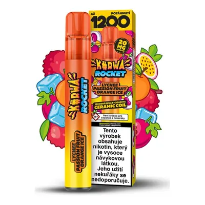 KURWA ROCKET jednorázová ecigareta - Lychee Passion Fruit Orange Ice (Chladivé liči, marakuja, p