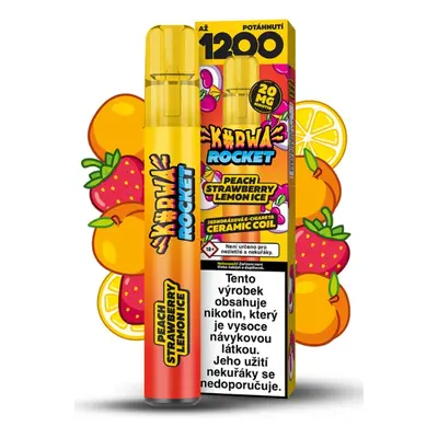 KURWA ROCKET jednorázová ecigareta - Peach Strawberry Lemon Ice (Chladivá broskev, jahoda, citro