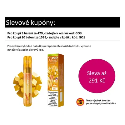 Vuse GO 1000 Pen jednorázová e-cigareta Mango Ice 18mg