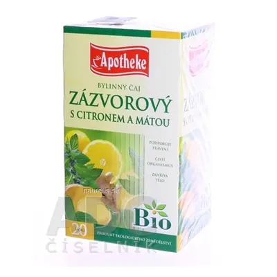 MEDIATE s.r.o. APOTHEKE BIO SELECTION ZÁZVOR. ČAJ S citrátu. A mátou 20x1,5 g (30 g) 20 x 1.5 g