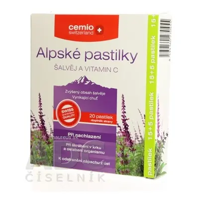 Cemio Switzerland, s.r.o. Cemio Alpské pastilky ŠALVĚJ A VITAMIN C 1x20 ks 20 ks