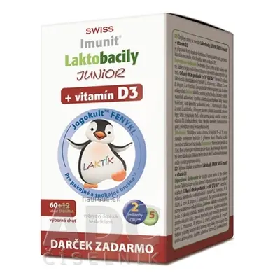 Simply You Pharmaceuticals a.s. Laktobacily JUNIOR SWISS Imunit + vitamín D3 tbl 60+12 zdarma (7