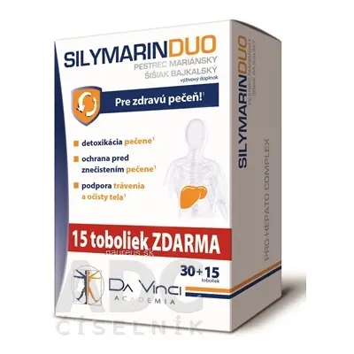 Simply You Pharmaceuticals a.s. SILYMARIN DUO - DA VINCI cps 30 + 15 zdarma (45 ks) 45 ks