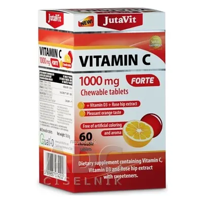 JuvaPharma Kft. JutaVit Vitamin C 1000 mg FORTE žvýkací tablety, s vitamínem D3 a extraktem ze š